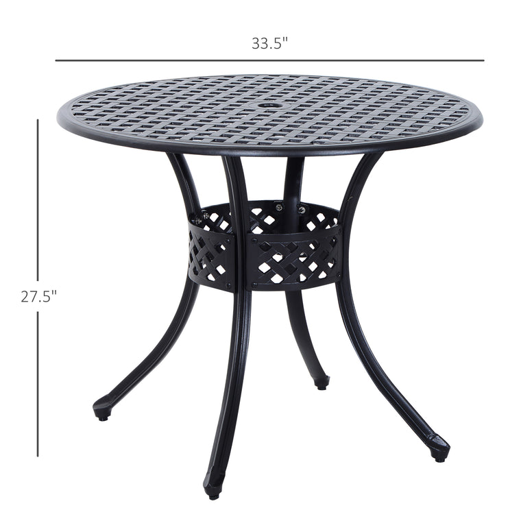 Black 33" Round Cast Aluminum Dining Table