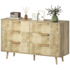 Fluted 6-Drawer Dresser with Pine Legs - Oak
