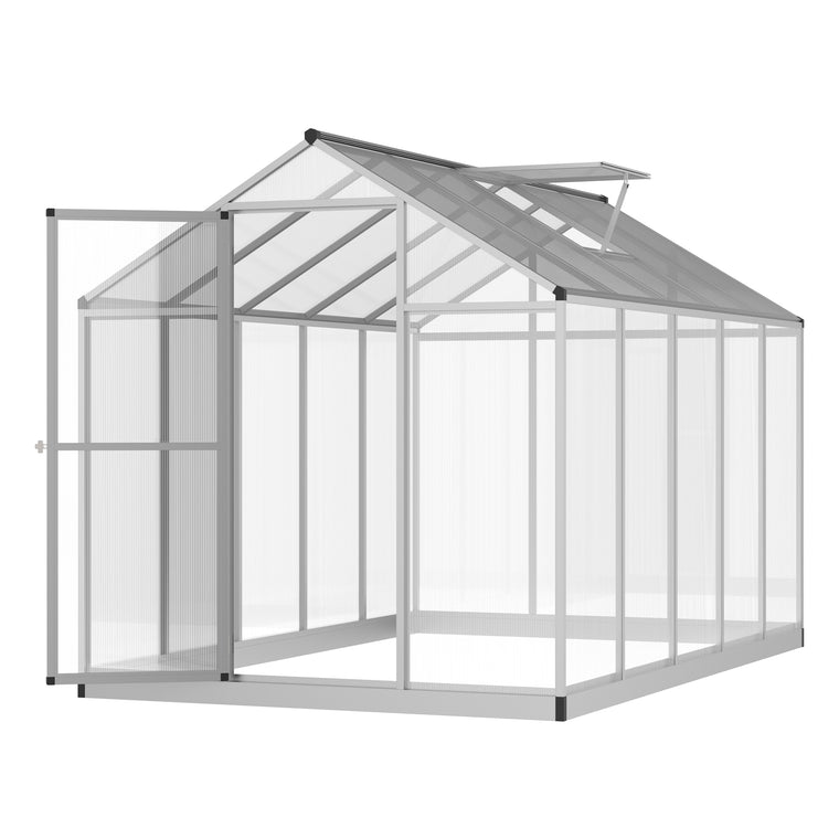 6' x 10' x 6.4' Silver Aluminum Polycarbonate Greenhouse