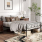 Metal Full Platform Bed Frame with Headboard, Steel Slat Support, Underbed Storage, No Box Spring Needed, Easy Assembly