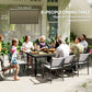 Patio Dining Table for 8, Rectangular Aluminum Outdoor Table for Garden Lawn Backyard, Natural