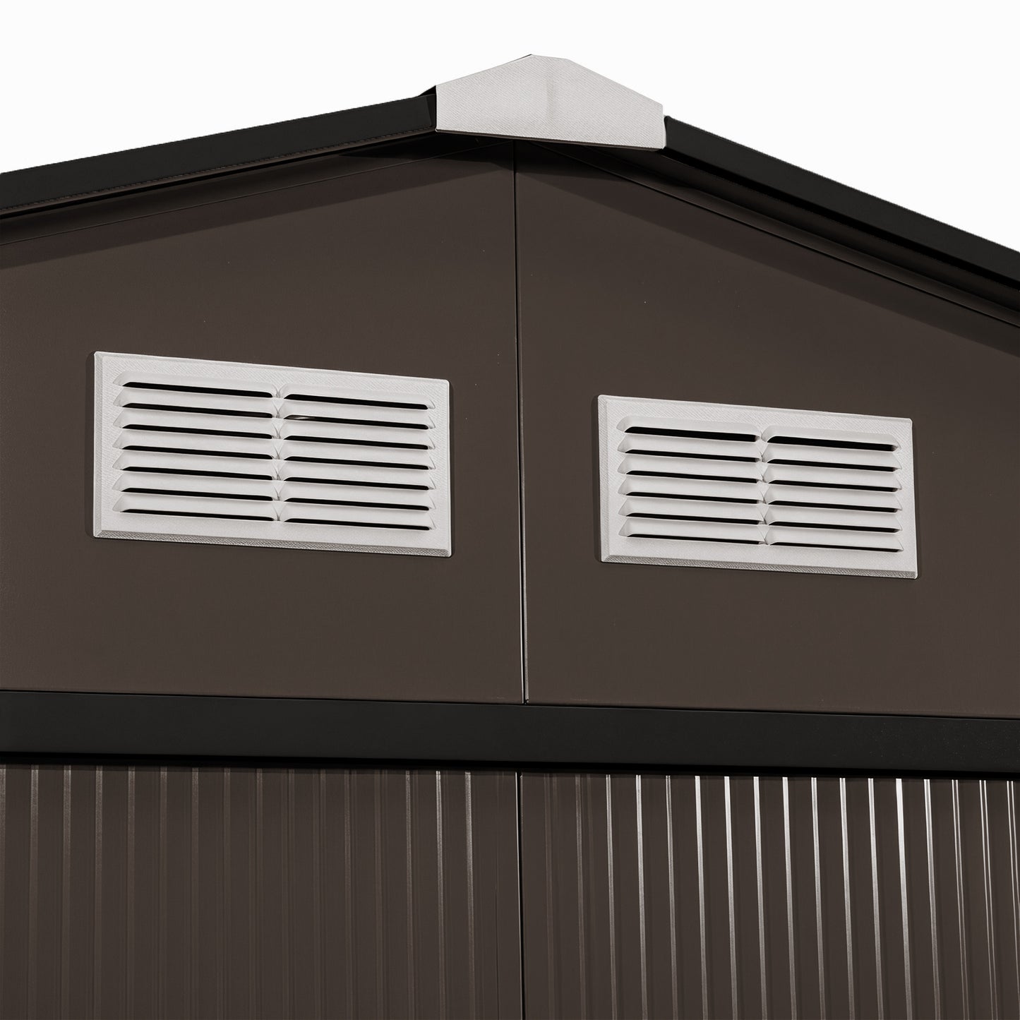 9.1'x6.4'x6.3' Garden Storage Shed w/ Foundation Kit Metal Tool Storage House w/ Double Doors Brown