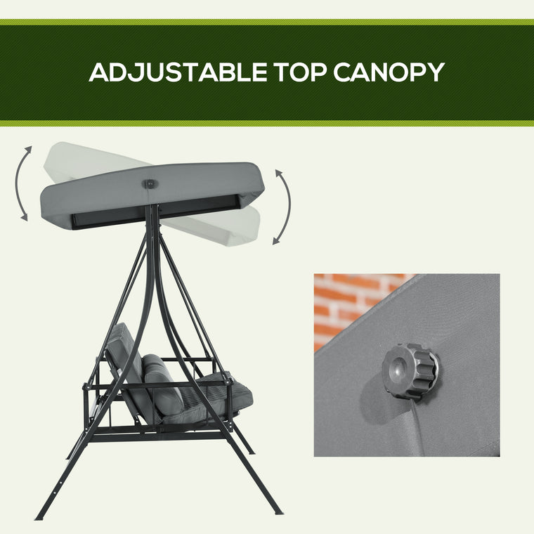 3-Person Convertible Porch Swing Bed with Canopy & Cushions