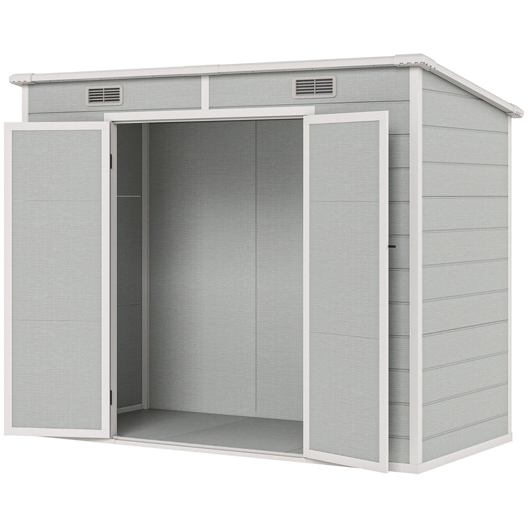8' x 4' Resin Garden Shed with Lockable Doors and Vents
