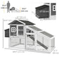 69" Wooden Chicken Coop with Run, Nesting Box, Tray, Grey