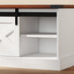 Coat Rack Shoe Bench Set 2-Piece Hall Tree Storage 4 Hooks Sliding Barn Doors White and Dk Walnut
