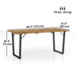 Wooden Outdoor Dining Table for 6 with 2" Umbrella Hole, Slatted Tabletop, Metal Frame, for Yard, Deck, Lawn