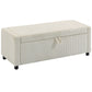 Storage Ottoman, Upholstered Corduroy End of Bed Bench with Thick Padding, Storage Bench for Bedroom, Beige