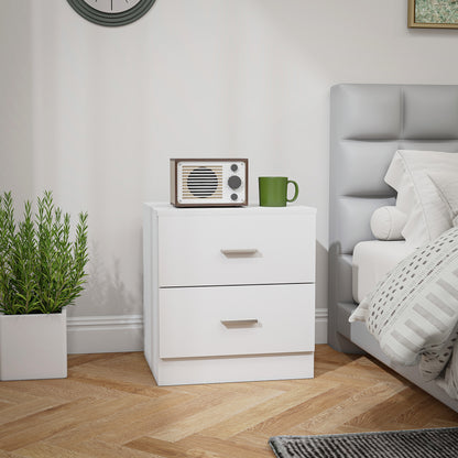 Nightstand with 2 Drawers - White
