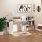 55" Corner Computer Desk, 360° Rotating L-Shaped Desk, Home Office Workstation with 3-Tier Shelves, White