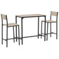 Industrial Bar Table Set Counter Height 3 Piece and 2 High Back Stools Set Dining Table Set Natural Wood