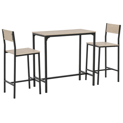 3-Piece Counter Height Bar Table Set with 2 Stools - Natural Wood