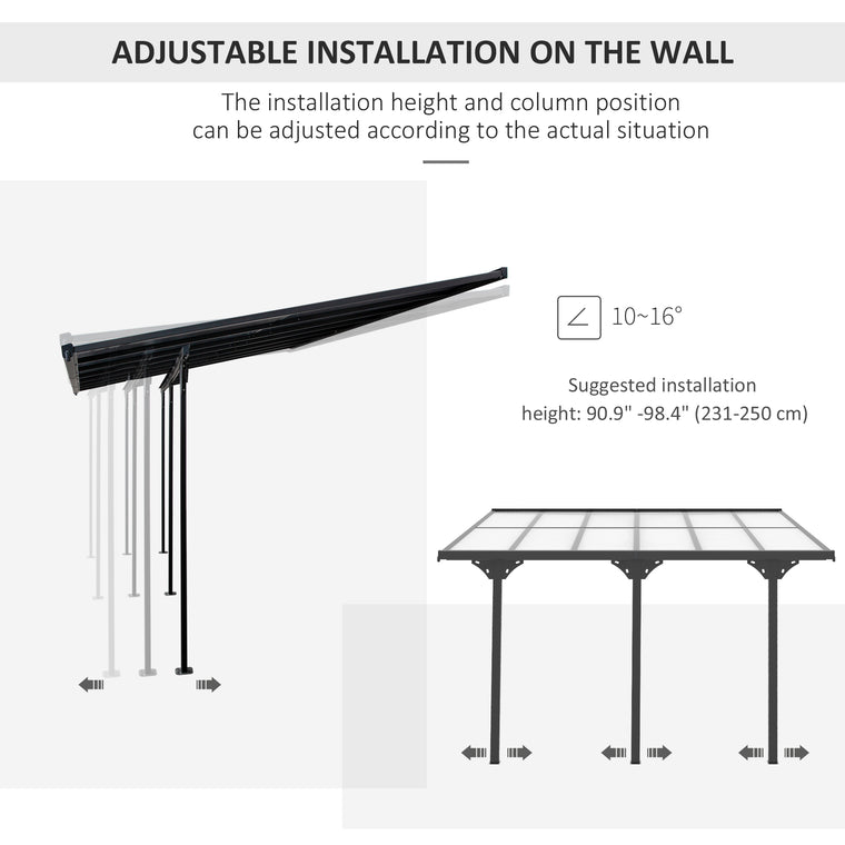 10' x 12' Grey Hardtop Pergola with Polycarbonate Roof