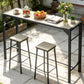 Bar Height Outdoor Table with Built-In Bottle Opener, Patio Bar Table with Wood Grain Plastic Top, 55" x 15" x 39"