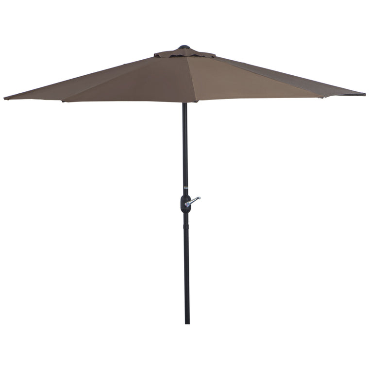 9ft Coffee Half Round Umbrella with 5 Ribs