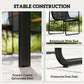 7 Pieces Outdoor Dining Set for 6, Glass Patio Table and Chairs with Decorative Armrests, All Weather Mesh, Black