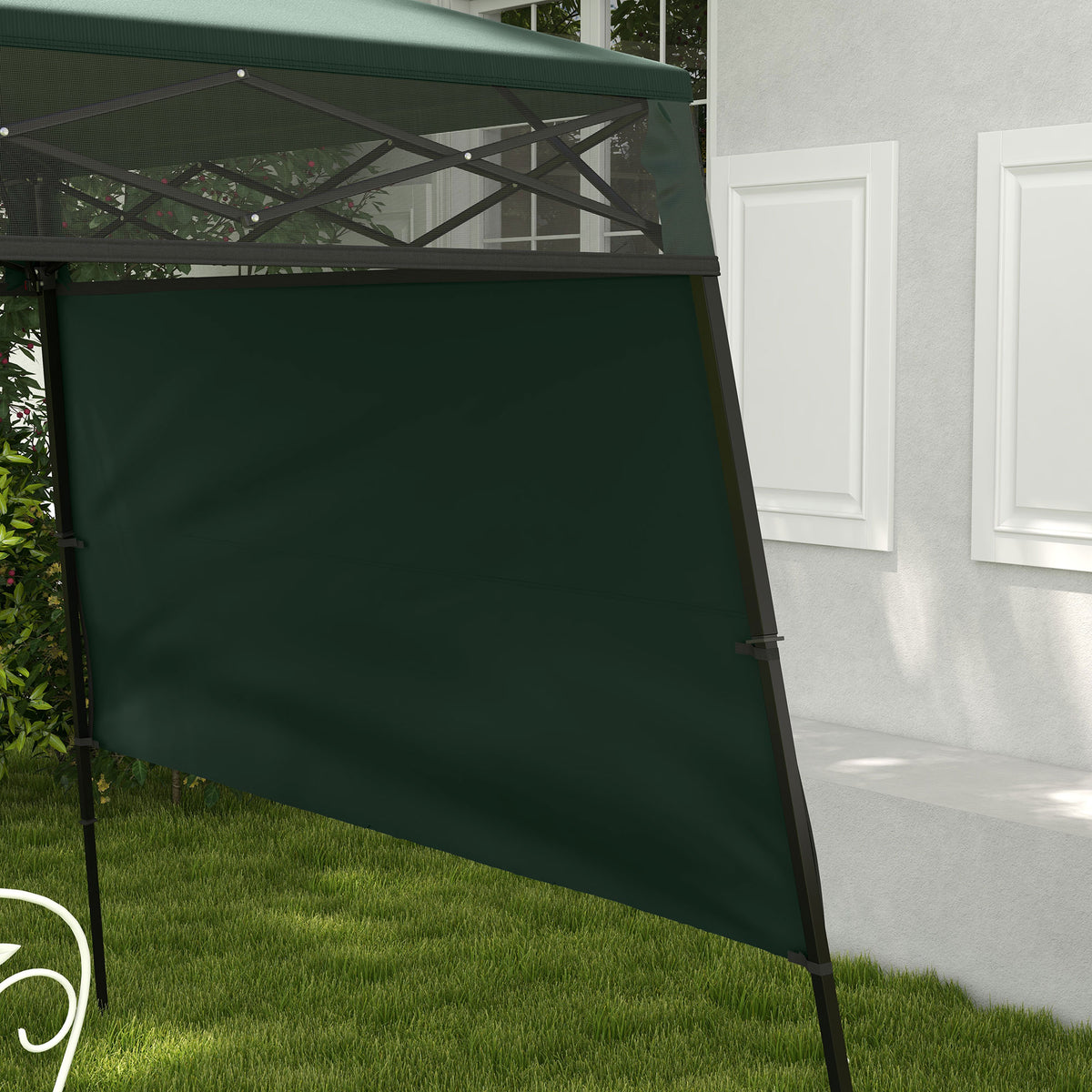 7' x 7' Green Pop-Up Canopy Tent with Backpack & Inclined Legs