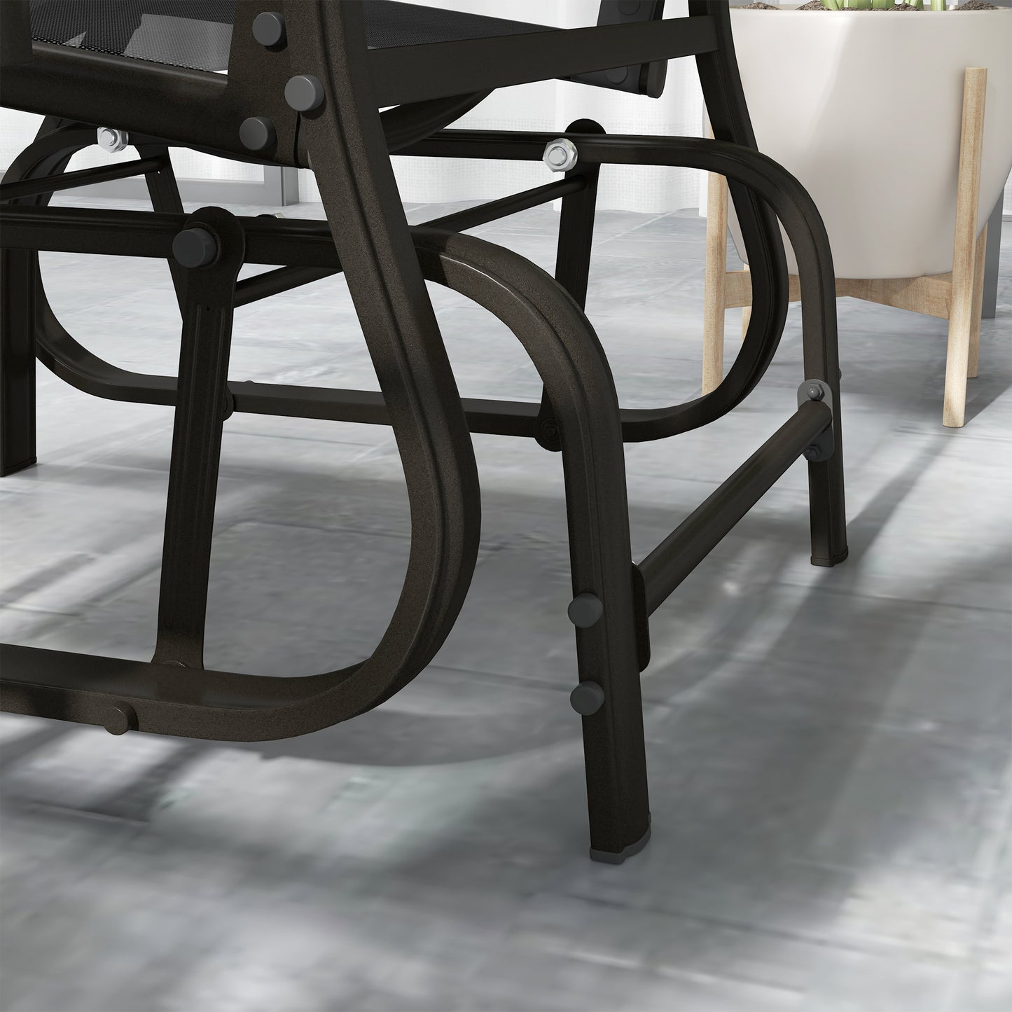 3PCs Gliding Rocking Chair & Bistro Tea Table Set, Grey