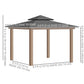 10' x 10' Outdoor Hardtop Gazebo Canopy w/ Double PC Roof, Steel Frame, Nettings, Curtains for Garden Lawn Deck, Khaki