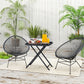27.5" Square Outdoor Patio Table, Outdoor Folding Table with Grid Rattan-Like Top for Camping, Picnic, Black - Black