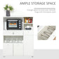 Compact Kitchen Pantry Cabinet Server Hutch Storage Buffet with Microwave Oven Stand Drawer and Shelves, White