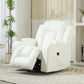 Swivel Massage Recliner Sofa, Overstuffed Manual Reclining Sofa, PU Leather Rocking Chair with Side Pockets, Cup Holders, for Living Room, Nursery, Cream White