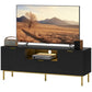 Modern TV Console for TVs up to 60 Inch, Entertainment Center with Smart RGB LED Lights and Soft Close Doors, Black