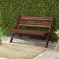 2-Seater Wooden Outdoor Bench, Foldable Garden Bench with Slatted Backrest and Seat, Patio Loveseat, Carbonised Finish