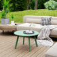 Round Outdoor Side Table, Patio Coffee Table with Metal Frame and Non-Slip Foot Pads, Green