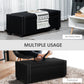 Upholstered Flip Top Storage Bench Fabric Ottoman for Bedroom, Living room, Dark Grey