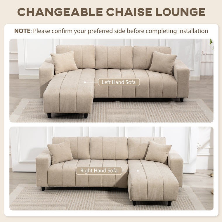 3-Seater L-Shaped Sectional with Changeable Chaise