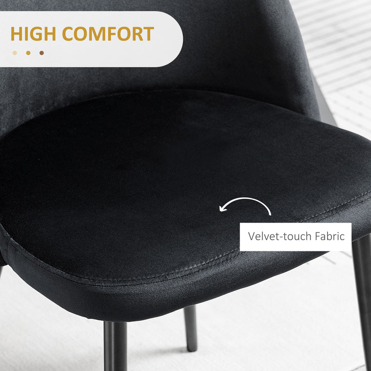 Velvet Mid-Back Dining Chairs Set of 4 - Black