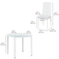 3-Piece Rectangular Glass Kitchen Table and Chairs with Metal Frame and Faux Leather Upholstery for Dining Room, White