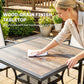 5 Piece Outdoor Patio Dining Set, Dining Table and 4 Stackable Chairs with Umbrella Hole, Shelf
