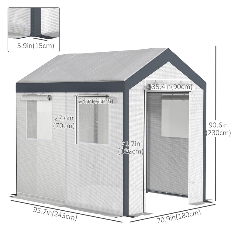 8' x 6' x 7.5' White Heavy Duty Polytunnel Greenhouse