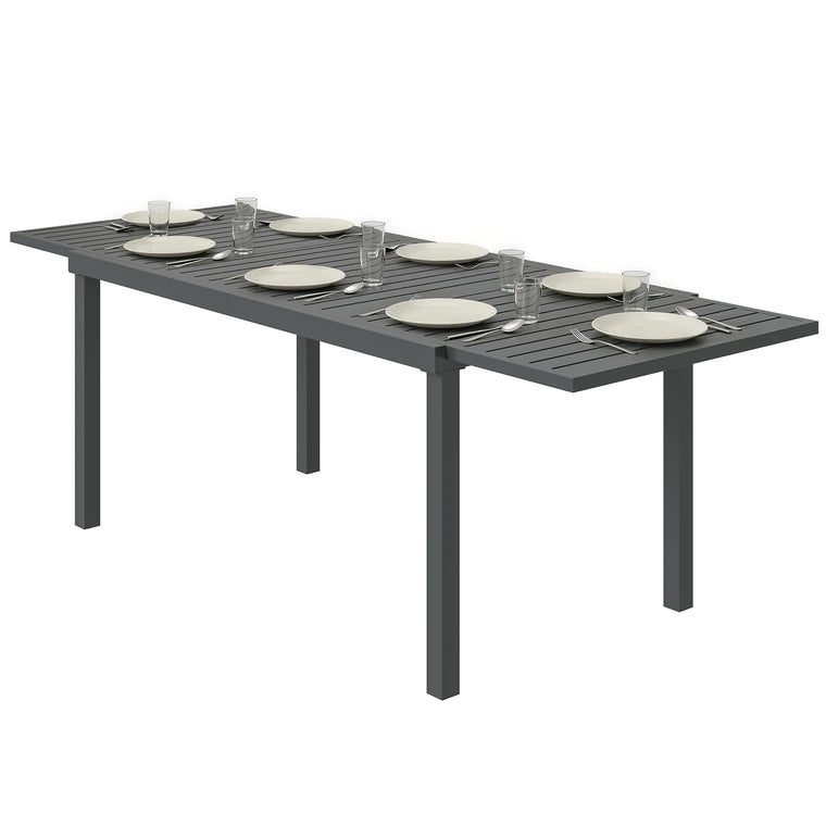 59"-89" Expandable Aluminum Dining Table, Slatted Top