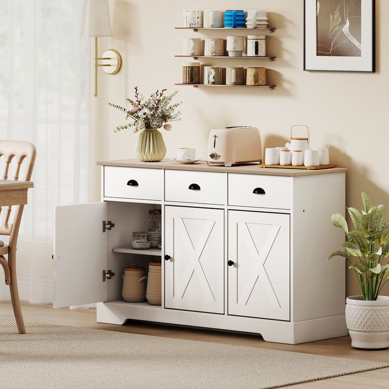46.5" Farmhouse Buffet Sideboard with 3 Barn Doors