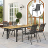 Set of 4 Outdoor Dining Chairs, Stackable Lawn Chairs with High Back, Breathable Mesh Seat for Garden Porch, Black