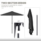 8ft Half Round Sun Shade Umbrella with 5 Ribs