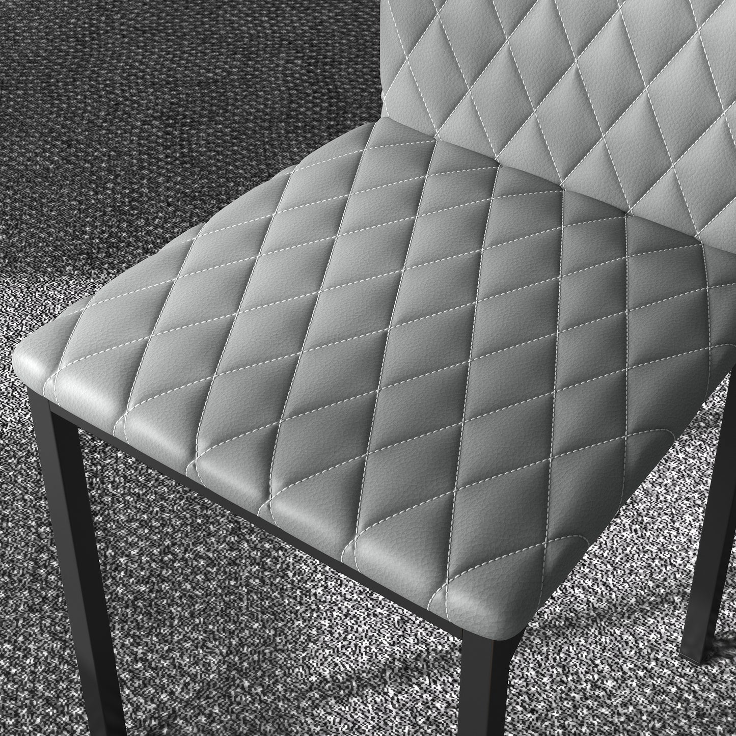 Set of 4 Modern Dining Chairs, Tufted High Back Side Chairs with Upholstered Seat, Steel Legs for Living Room, Kitchen