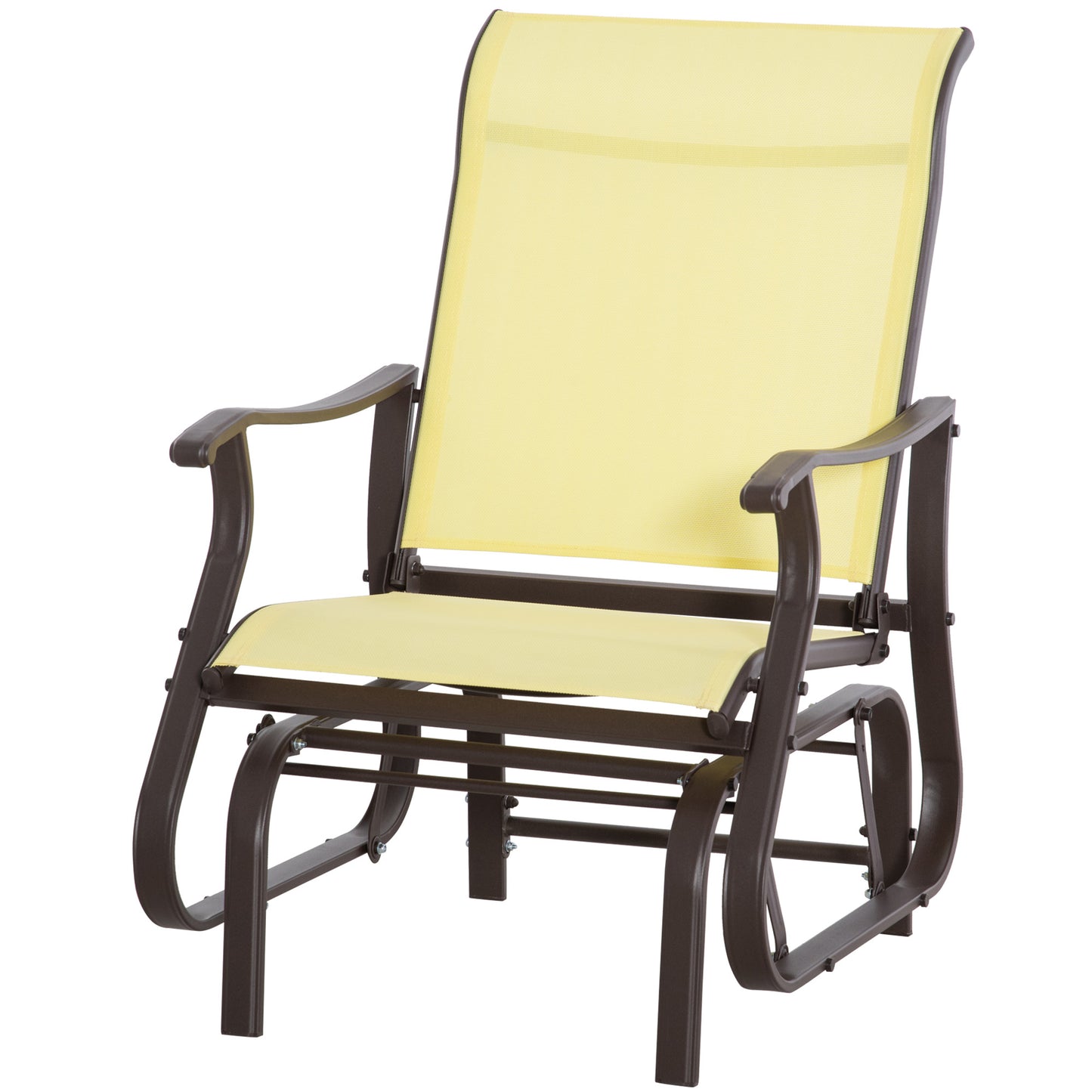 Outdoor Glider Chair, Patio Glider with Steel Frame and Mesh Fabric, Outdoor Chair for Backyard, Garden, Porch, Beige