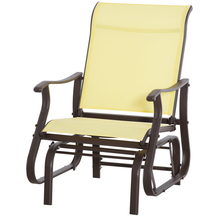 Steel Frame Patio Glider Chair with Mesh Fabric - Beige