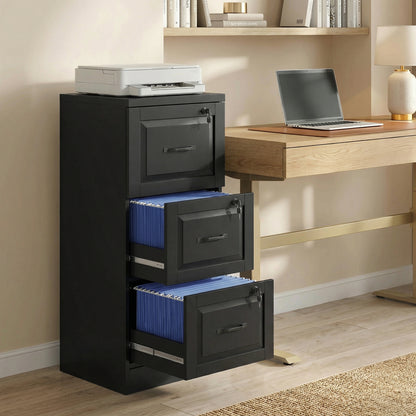 3-Drawer Vertical Filing Cabinet with Lock