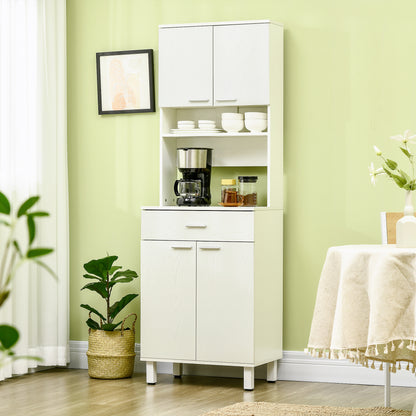 71" Kitchen Pantry with Hutch and Microwave Stand