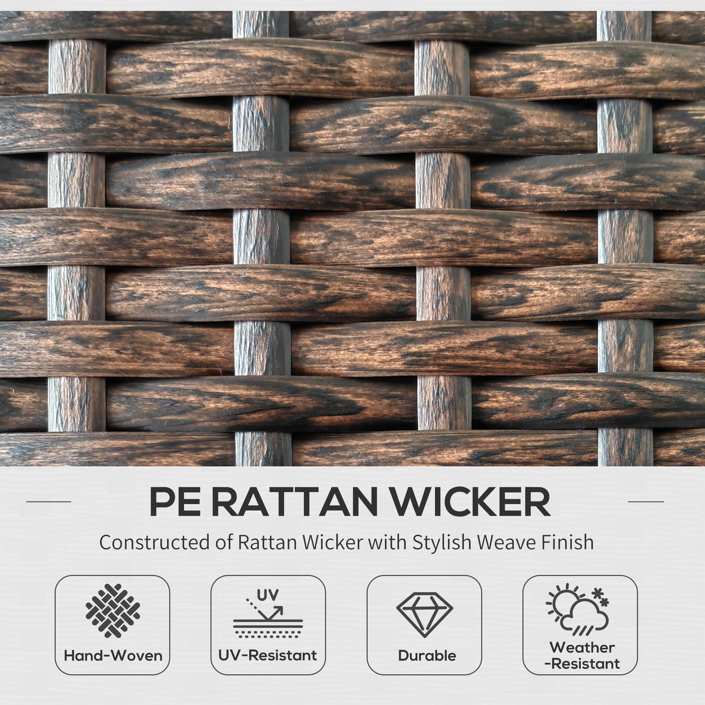 9 Pieces Wicker Patio Furniture Set with Cushion, Light Grey