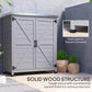 Garden Storage Cabinet, Outdoor Potting Bench Table with Metal Tabletop, Shelf and Double Doors, Grey