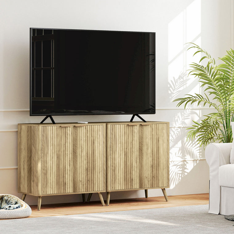 55" Sideboard with Fluted Doors - White