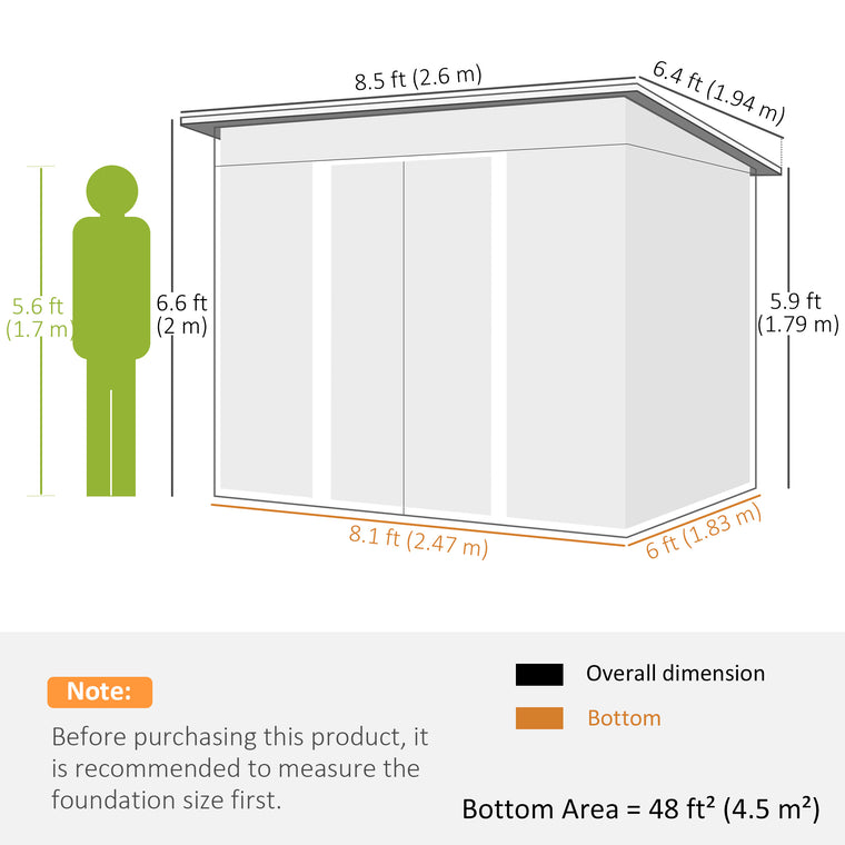 6' x 8.5' Metal Storage Shed
