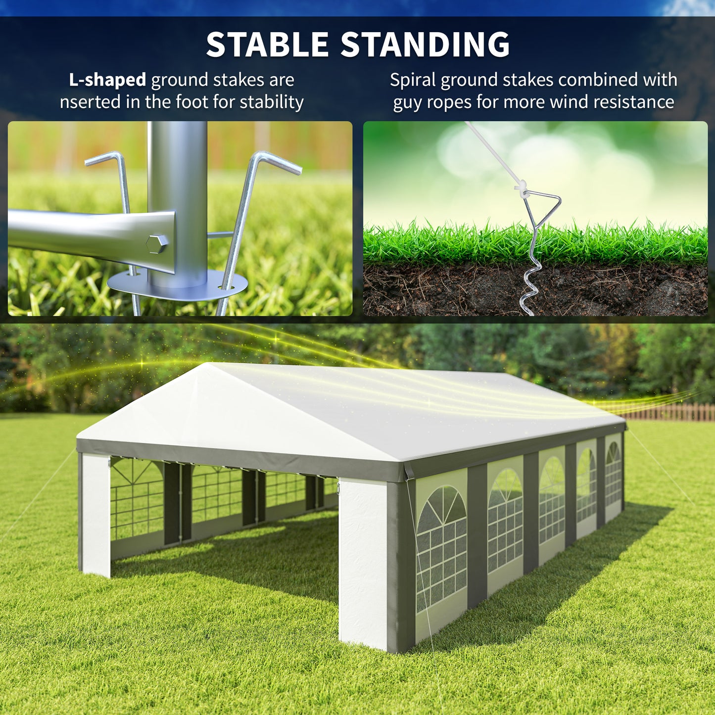 Heavy Duty Large Party Tent & Carport with Removable Sidewalls, Portable Garage Canopy Tent, White
