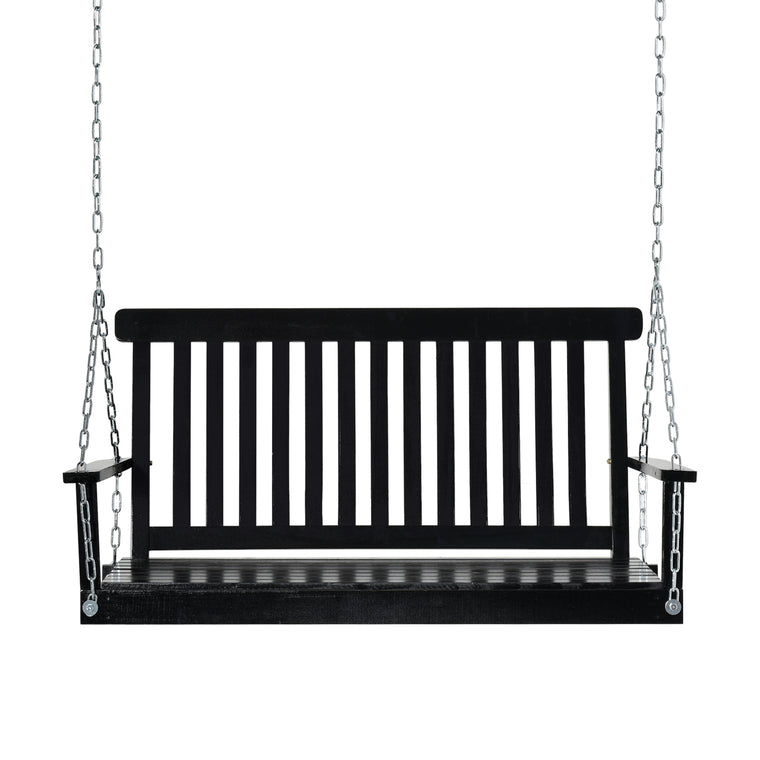 2-Seater Fir Wood Porch Swing with Slatted Design